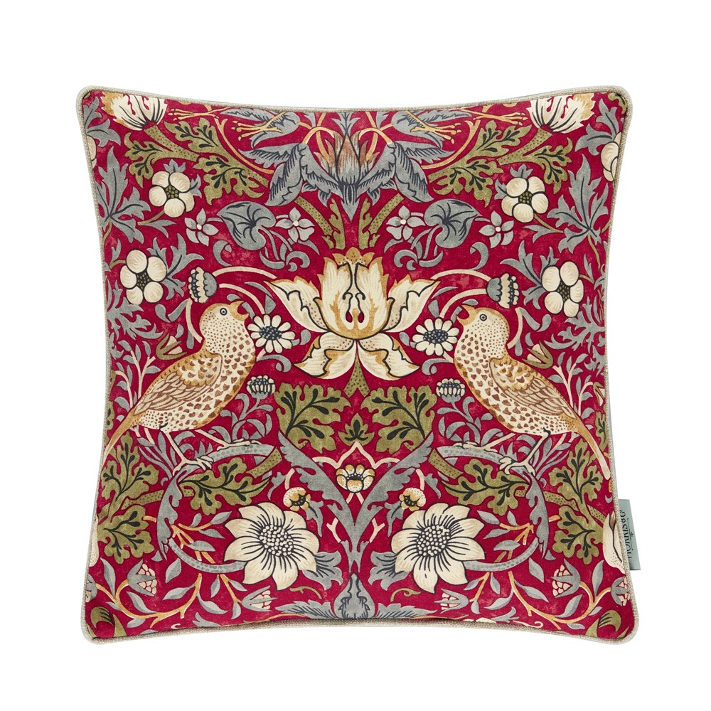 Strawberry Thief Cushion By Morris And Co In Crimson Buy Online From The